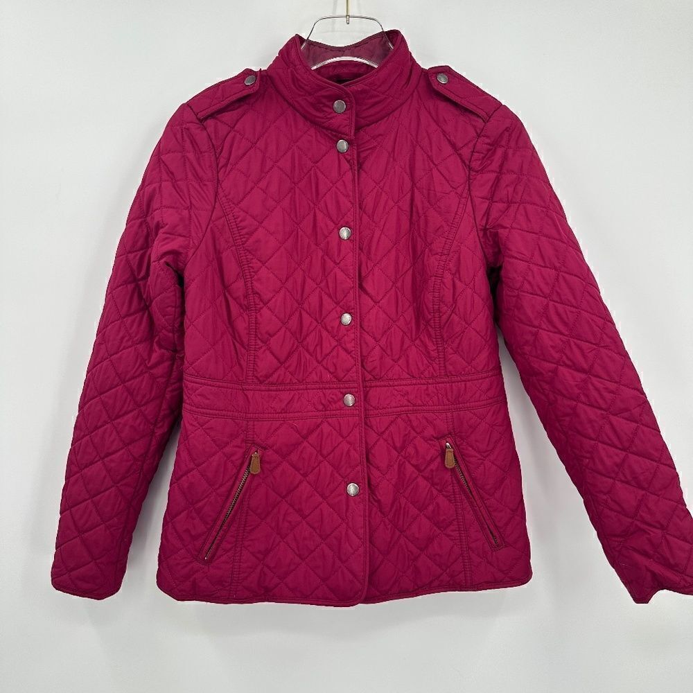 Talbots Size XS Maroon Lightweight Long Sleeve Quilted Jacket Snap Buttons